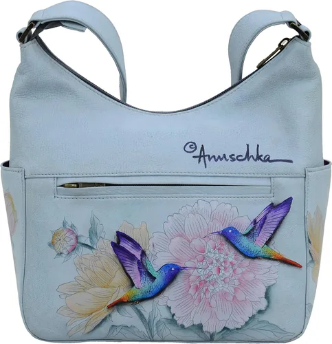 Miniatura 2 de Anuschka Bolso de mano de cuero genuino para mujer Hobo clásico con bolsillo lateral