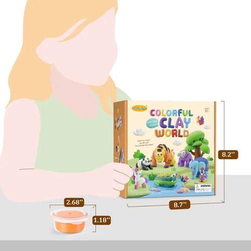 Miniatura 5 de Drama Planet Kit de arcilla seca al aire para niños, viene con guía de instrucciones con 4 escenas y 26 tutoriales de proyectos, 18 latas de arcilla