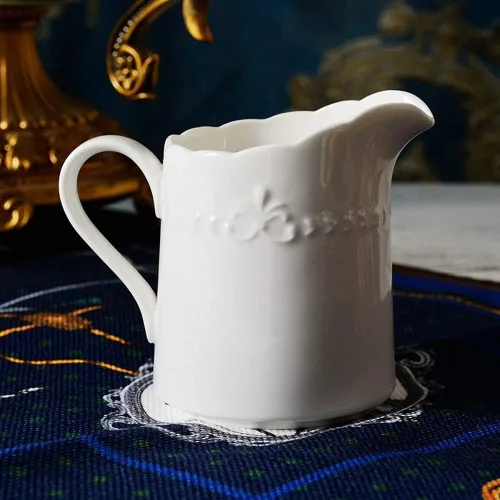 Miniatura 4 de Sizikato Jarra de porcelana blanca con asa, jarra de crema de 8 onzas.