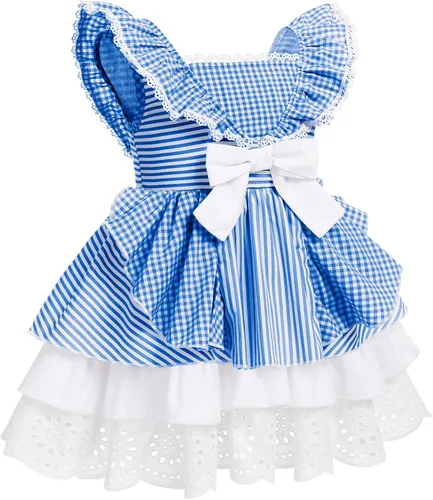 Miniatura 3 de Vestido de guingán con diadema para bebé vestido de princesa para cumpleaños sesión de fotos