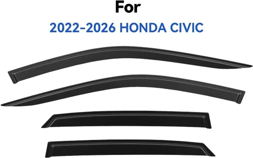Miniatura 4 de YQAUTEC Viseras de Ventana Protectores de Lluvia para Honda Civic 2022 2023 2024 2025 2026, Deflectores de Viento de Ventilación de Ventana Fuera