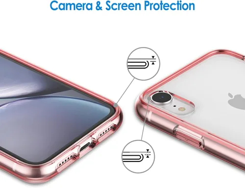 Miniatura 5 de JETech - Funda para iPhone XR de 15,5 cm, cubierta a prueba de golpes sin amarillamiento, parte trasera transparente antiarañazos (oro rosa)