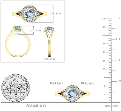 Miniatura 96 de Dazzlingrock Collection Anillo de compromiso redondo de 0.276 in con halo de diamante blanco y vástago dividido para ella en oro macizo de 14