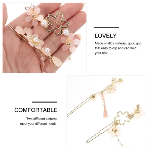 Miniatura 3 de 2 pinzas para el pelo con perlas dulces, alfileres de aleación para el cabello, pasadores para mujeres, niñas y adolescentes