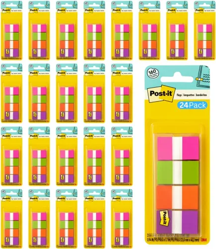 Post-it Banderas, dispensador 80/On-The-Go, 2 dispensadores/paquete, 1 pulgada de ancho, varios colores brillantes (680-PGOP2) (paquete de 24) |