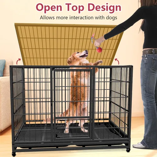 Miniatura 3 de Jaula para perros resistente, perrera indestructible para interiores para perros grandes, jaula para perros de alta ansiedad, perrera grande
