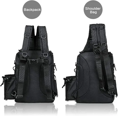 Miniatura 4 de Blisswill - Bolsa de almacenamiento para equipo de pesca al aire libre - Mochila de pesca grande resistente al agua G: negro y gris