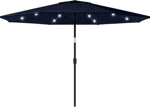 Pure Garden Sombrilla de patio con luces – Toldo de 10 pies para exteriores con 32 LED solares – Paraguas LED de protección UV 30+ (azul marino)