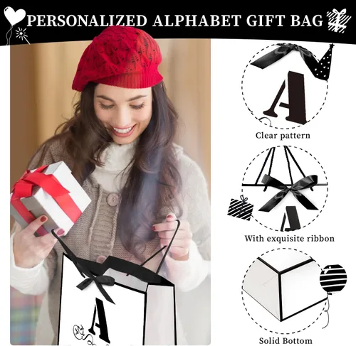 Miniatura 5 de ysmile Bolsa de regalo de letras con papel de envoltura para hombres, mujeres, niños y niñas, bolsa de papel grande de 16 pulgadas, color blanco