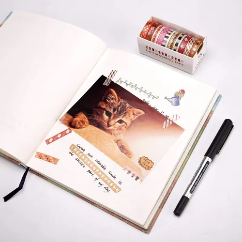 Miniatura 4 de YUBBAEX Juego de 10 rollos de cinta washi brillante, 8mm de ancho, de lámina dorada decorativa para manualidades, álbumes de recortes, planificador
