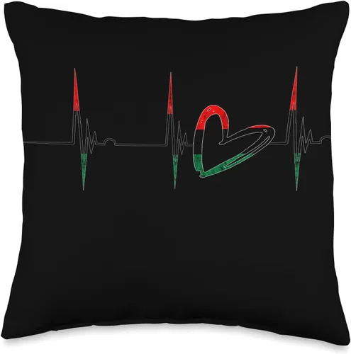 Pan African Pride Black History Pan African UNIA Flag Heartbeat EKG Pulse Black History - Almohada de 16 x 16 pulgadas, multicolor
