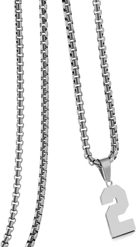 Miniatura 121 de Collar de Número Dorado para Hombre, Cadena de Acero Inoxidable con Colgante de Número para Atletas, Joyería Deportiva Personalizada para Niños