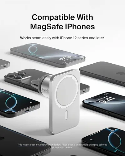 Miniatura 7 de Belkin MagSafe - Soporte de ventilación para automóvil Pro, soporte magnético para teléfono para iPhone 16/15/14/13/12, agarre seguro, vista