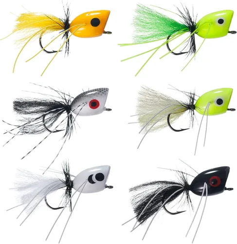 Miniatura 2 de BASSDASH Moscas Popper para pesca con mosca, lubina, perca, señuelos de pesca