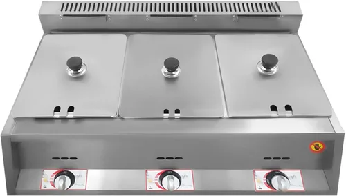 Miniatura 4 de Freidora de gas comercial, freidora de gas de acero inoxidable para encimera, freidora de gas de 5.4 cuartos de galón / 6 l x 3 tanques freidora