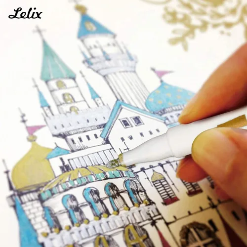 Miniatura 6 de Lelix Rotuladores metálicos de 24 colores, bolígrafos de pintura de punta fina para álbum de fotos de bricolaje, papel negro, fabricación