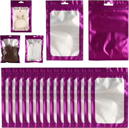 Miniatura 29 de 400 bolsas de Mylar resellables de 4 x 5 pulgadas, color negro, para almacenamiento de alimentos, bolsa resellable de Mylar con ventana transparente