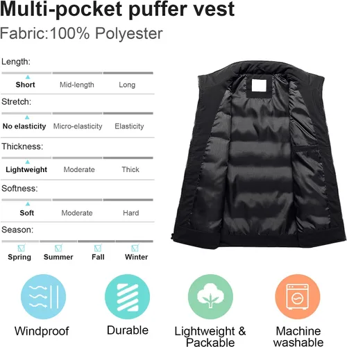 Miniatura 3 de Chrisuno Chaleco Acolchado para Mujer Casual con Cuello Levantado Chaleco Acolchado para Exteriores Chaleco de Esquí