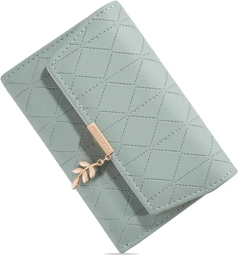 RNIEGA Cartera de cuero para mujer, pequeña, plegable, con bloqueo RFID, tarjetero con bolsillo para monedas, con cremallera