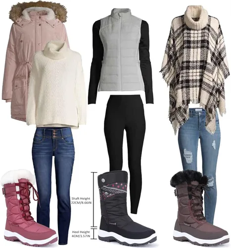 Miniatura 6 de Botas de nieve para mujer, doble invierno, impermeables, forradas con piel, cálidas, antideslizantes