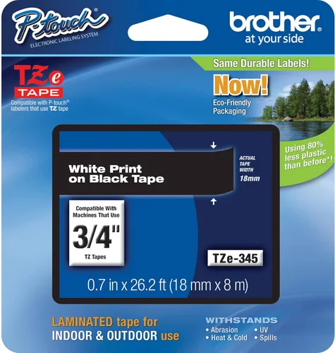 Miniatura 30 de Brother Cinta de etiquetas P-Touch TZe negra con impresión en azul (TZe541), laminada, 3/4 pulgadas x 26.2 pies (0.709 in x 26.2 ft)