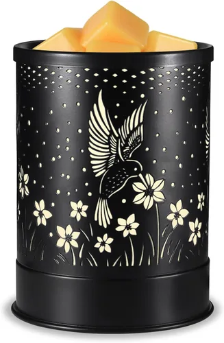 Miniatura 8 de Nawaza - Calentador de cera de metal 2 en 1, eléctrico, para velas aromáticas, derretido de cera y cubos de cera con luz LED, quemador de aceites