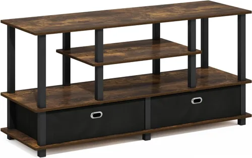 Miniatura 15 de Furinno JAYA - Soporte grande para televisores de hasta 50 pulgadas, nuez de nogal/negro/marrón oscuro de Columbia Nuez Columbia/Negro/Marrón Oscuro