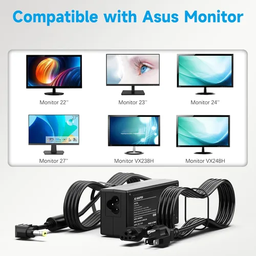 Miniatura 4 de Cable de alimentación de 19 V 65 W para monitor Asus VS248H-P VG248QE VX238H MX279H ROG PG278Q - Reemplazo del cargador adaptador de CA LJO-EEIH