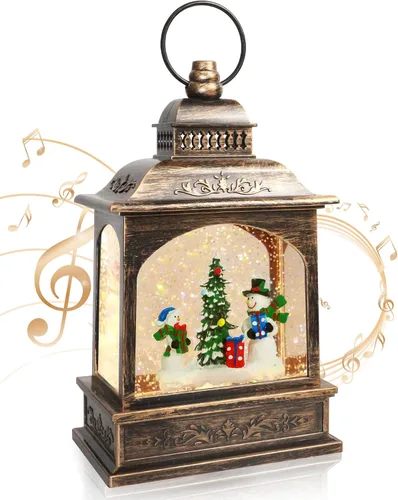 Miniatura 7 de Globo de nieve de muñeco de nieve de Navidad, linterna musical de muñeco de nieve con temporizador de 6 horas, USB, funciona