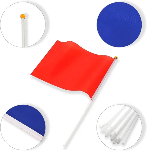 Miniatura 3 de Paquete de 50 banderas de color sólido, pequeñas banderas de mano pequeñas, juego de banderas blancas, negras, amarillas, naranjas, azules, moradas
