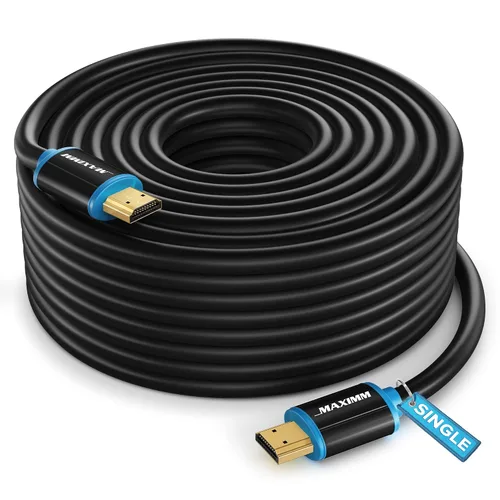 Maximm - Cable HDMI 2.0 4K de alta velocidad (incluye clips de cable, empates y adaptador de ángulo recto) en múltiples tamaños y paquetes Azul - 1