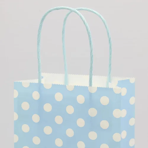 Miniatura 3 de AZOWA Bolsas de papel azul claro con lunares blancos, pequeñas bolsas de regalo de lunares azul claro para recuerdos de fiesta