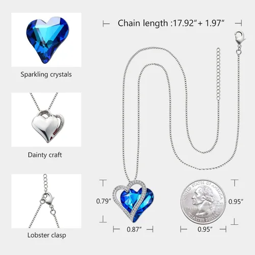Miniatura 5 de Sumonyo Love Heart Pendant Necklaces for Women Crystals Jewelry Gifts for Women Her Girlfriend Mother's Wife Christmas Birthday Anniversary