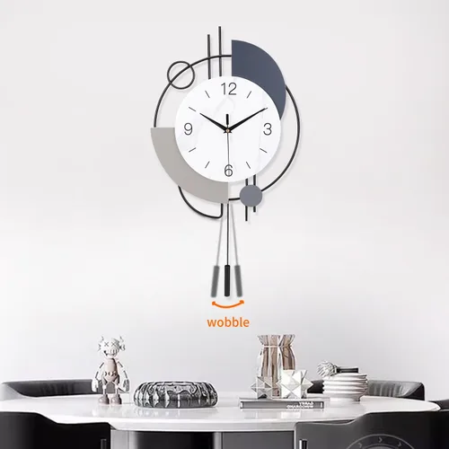 Miniatura 6 de Dankeit Relojes de pared decorativos con péndulo, cuarzo de calidad silenciosa, funciona con pilas, reloj de pared grande para sala de estar, Negro