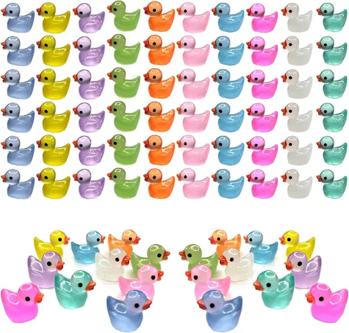 Miniatura 7 de Cidinge 100 piezas Mini patos luminosos y patos de resina para decoración de micro jardín y casa de muñecas