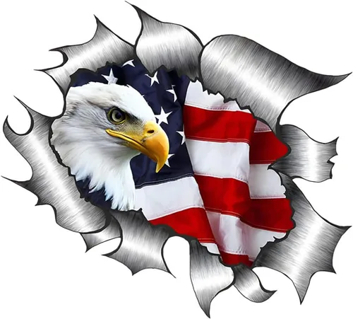 Miniatura 5 de 2 paquetes de calcomanías de águila calva americana para auto, 5.91X5.51 pulgadas, calcomanía patriótica para camiones, impermeable