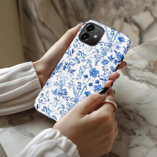 Miniatura 2 de Funda para iPhone 12 Mini, compatible con carga inalámbrica, protección de doble capa con elegante diseño de flores silvestres, silicona suave +