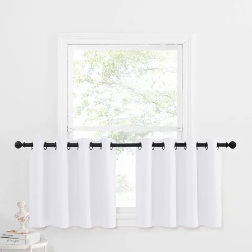 Miniatura 217 de NICETOWN Cortinas opacas de cocina para ventana sobre el fregadero, aislamiento térmico, decoración del hogar, pequeños niveles opacos con ojales