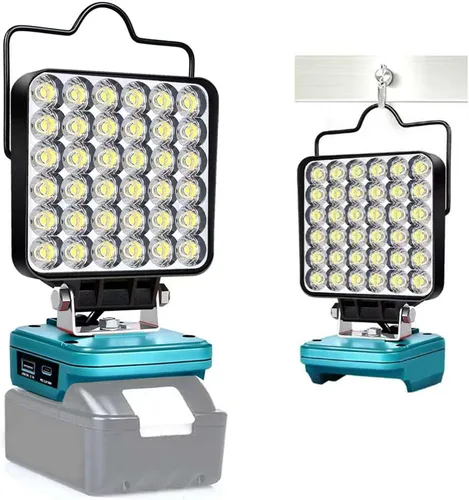 Miniatura 9 de Luz de Trabajo LED Inalámbrica Compatible con Batería Makita de 18V, Linterna de 48W 3400LM Luz de Inundación Portátil con Puertos USB y Tipo C