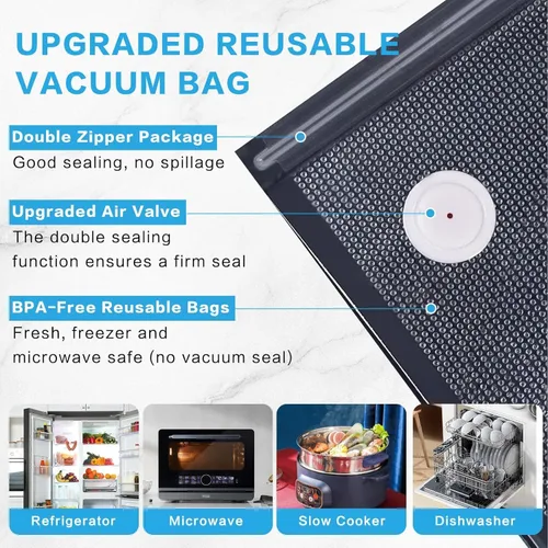 Miniatura 7 de Sellador al vacío de mano para alimentos, potente máquina selladora al vacío, sellador de comidas, sellador de alimentos portátil