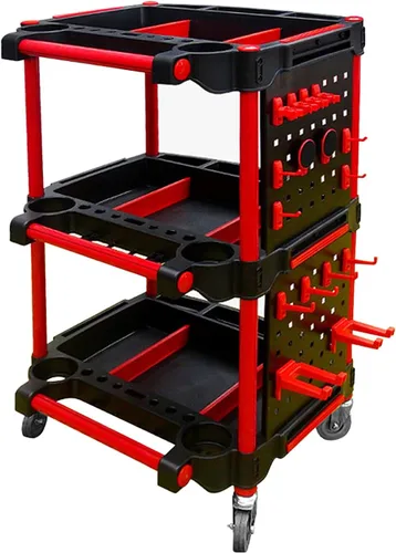 Carrito de Detallado de Automóviles con Ruedas – Organizador Utilitario Móvil Resistente de 3 Niveles para Lavado de Autos y Reparaciones