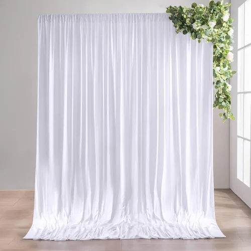 Miniatura 16 de Cortinas tipo telón de 10 x 10 pies sin arrugas de color azul bebé para fiestas, cortinas tipo telón de tela gruesa para foto de boda, cumpleaños