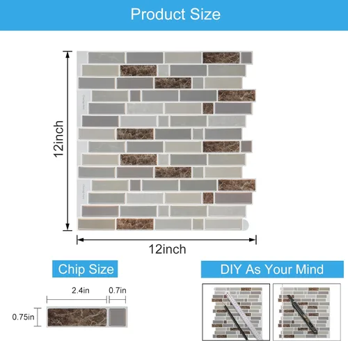 Miniatura 5 de Azulejos autoadhesivos para pared posterior (backsplash) de cocina, diseño grande premium 3D autoadhesivo para cocina, sala de estar, dormitorio