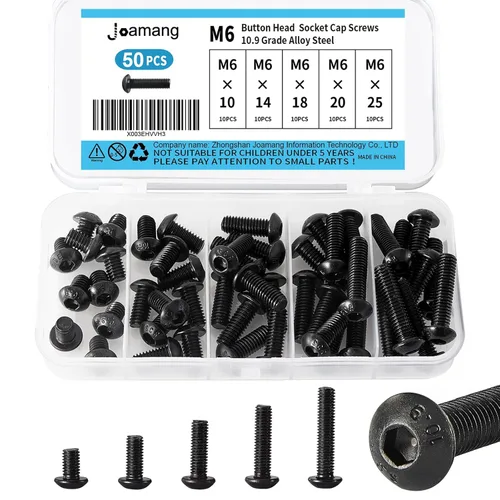 Miniatura 7 de M6 x 40mm 45mm 50mm 55mm 60mm Tornillos de cabeza hexagonal, acero de aleación de grado 12.9, acabado de óxido negro, unidad hexagonal Allen