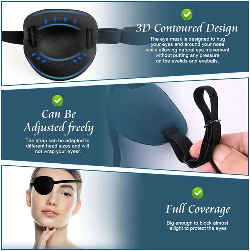 Miniatura 3 de Abnaok 5 parches para los ojos, parches súper suaves, parche médico ajustable para adultos y niños, parches para ojos perezosos para ambliopía