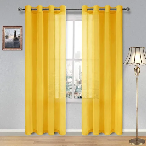 Miniatura 14 de DWCN Cortinas traslúcidas color verde frijol para sala de estar y dormitorio - Cortinas voile con aspecto de lino sintético con ojales en la parte