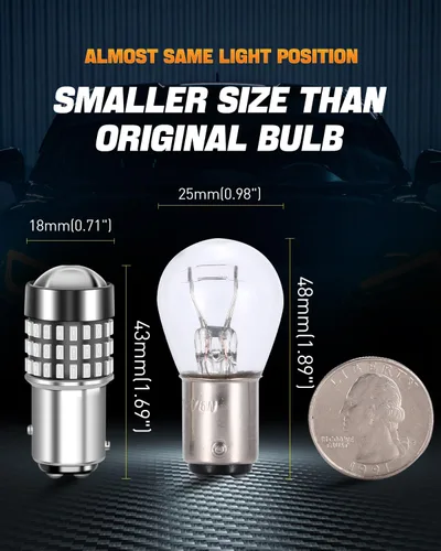 Miniatura 53 de 1156 Bombillas LED Ámbar Amarilla Luz de Señal de Giro 400% de Brillo 1141 1003 7506 Bombillas LED P21W Usadas para Luces Intermitentes Luz Trasera