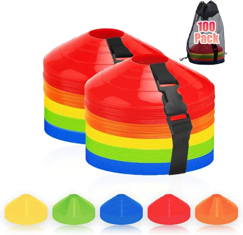 Miniatura 10 de Ashsajkd Juego de 25/50/100 conos de fútbol de agilidad con bolsa de transporte y para conos de fútbol para entrenamiento, fútbol, baloncesto