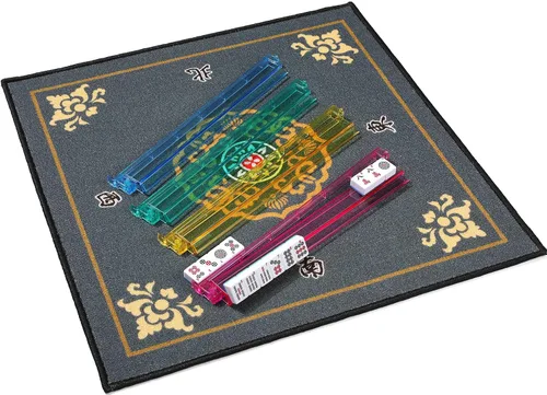 Miniatura 4 de Mose Cafolo Juego de 4 empujadores de bastidor y empujador de acrílico Mah Jongg de acrílico transparente todo en uno de 18.7 pulgadas (multicolor)