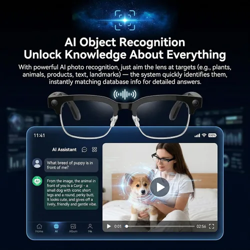 Miniatura 5 de Gafas Inteligentes AI para Vlogging y Fotografía - Gafas de Cámara de Grabación 4K con Estabilización AI, Bluetooth 5.3, Audio Integrado